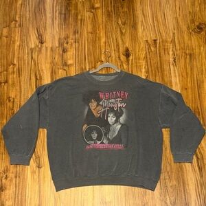 Whitney Houston women’s medium large sweatshirt crew Graphic charcoal vtg gray